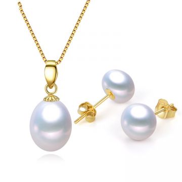 Set argint si perle naturale Kyra
