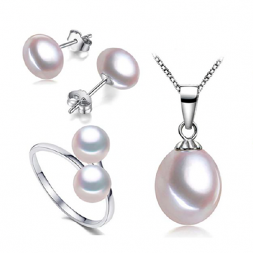 Set argint si perle naturale Sonia